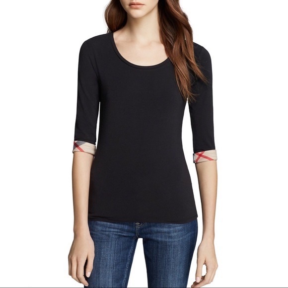 Burberry Tops - Burberry Brit 3/4 novacheck jersey blouse